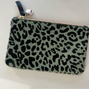 Clare V. Wallet Clutch green leopard